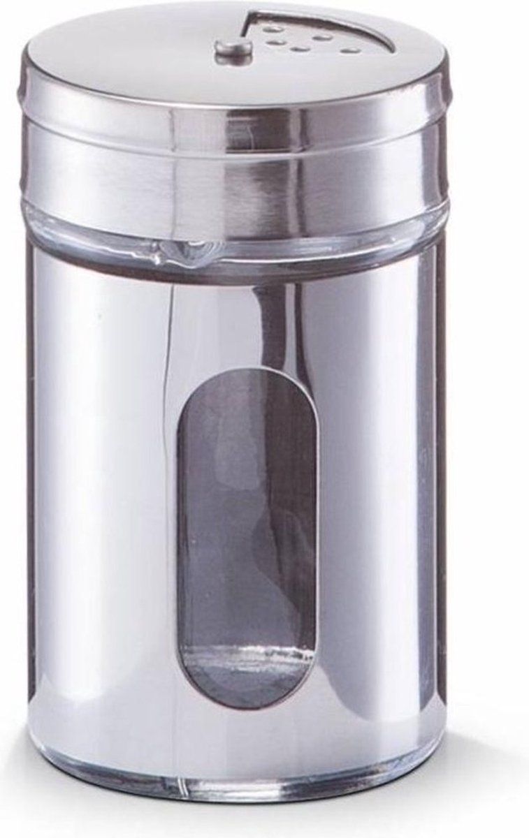 Excellent houseware Kruidenstrooier glas en RVS Ø5xh8cm