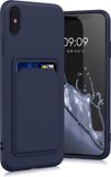 kwmobile telefoonhoesje geschikt voor Apple iPhone XS Max - Hoesje met pasjeshouder - TPU case in donkerblauw