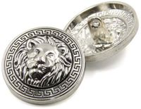 10 Bol 10 stuks kledingknopen - modieuze leeuwenkop naaiknopen ronde metalen knopenset voor heren, dames, blazers, jassen, uniformen, overhemden, pakken en jasjes (zilver, 25 mm)
