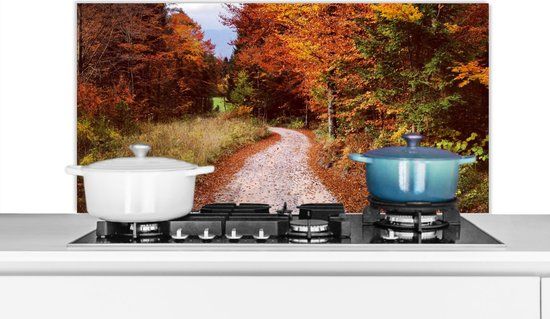 KitchenYeah Spatscherm keuken 100x50 cm Herfst - Aluminium spatwand fornuis