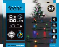 Feeric lights & Christmas Feeric lights Kerstverlichting - 2x - gekleurd - 10 meter - 100 led lampjes - groen snoer
