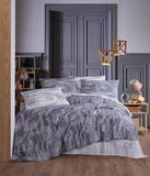 Nuit Des Rêves Premium Ranforce Double Quilt Cover-set (200 x 200 cm), 100% katoen, grijs en wit, inclusief 2 kussenslopen (80 x 80 cm), machinewasbaar op 40 °C, stijlvol en comfortabel beddengoed
