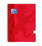 Oxford Classic notitieboeken, spiraalbinding, kunststof, 1 dwarsregel, rood, 5 stuks