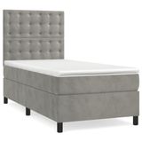 VidaXL Boxspringbed met Matras Fluweel Lichtgrijs 140x190 cm