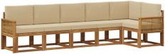 vidaXL Hoek loungeset 6-delig Polyester Natuurlijk en Beige