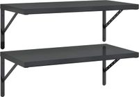 vidaXL Wandschappen - 2 stuks - 75x40 cm - Roestvrijstaal - Zwart