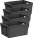 EDA Opbergbox/Opbergkrat 50 L - 8x - Zwart - Kunststof - 56 x 41 x 29 cm