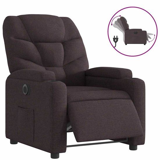 vidaXL Fauteuil verstelbaar elektrisch stof donkerbruin