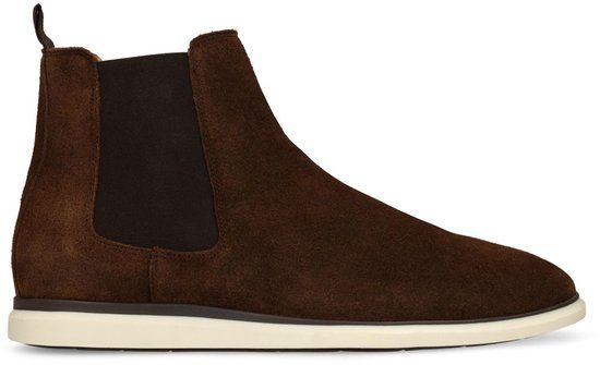 Manfield - Heren - Bruine suède chelsea boots - Maat 46