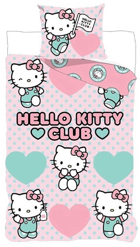 4KidsOnly Hello Kitty dekbedovertrek Katoen Eenpersoons 140x200 cm Meerkleurig Dierenprint Kinderen Unisex Dubbelzijdig