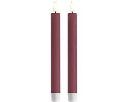 Deluxe Homeart Led Kaars Magenta Real Flame Diner Candle 2,2 x 15 cm - 2 stuks