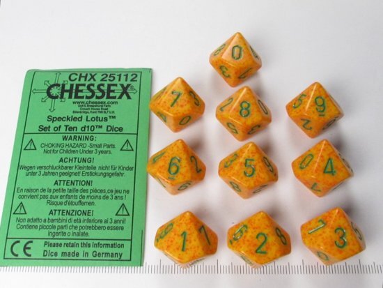 Chessex dobbelstenen set 10 10-zijdig Speckled Lotus