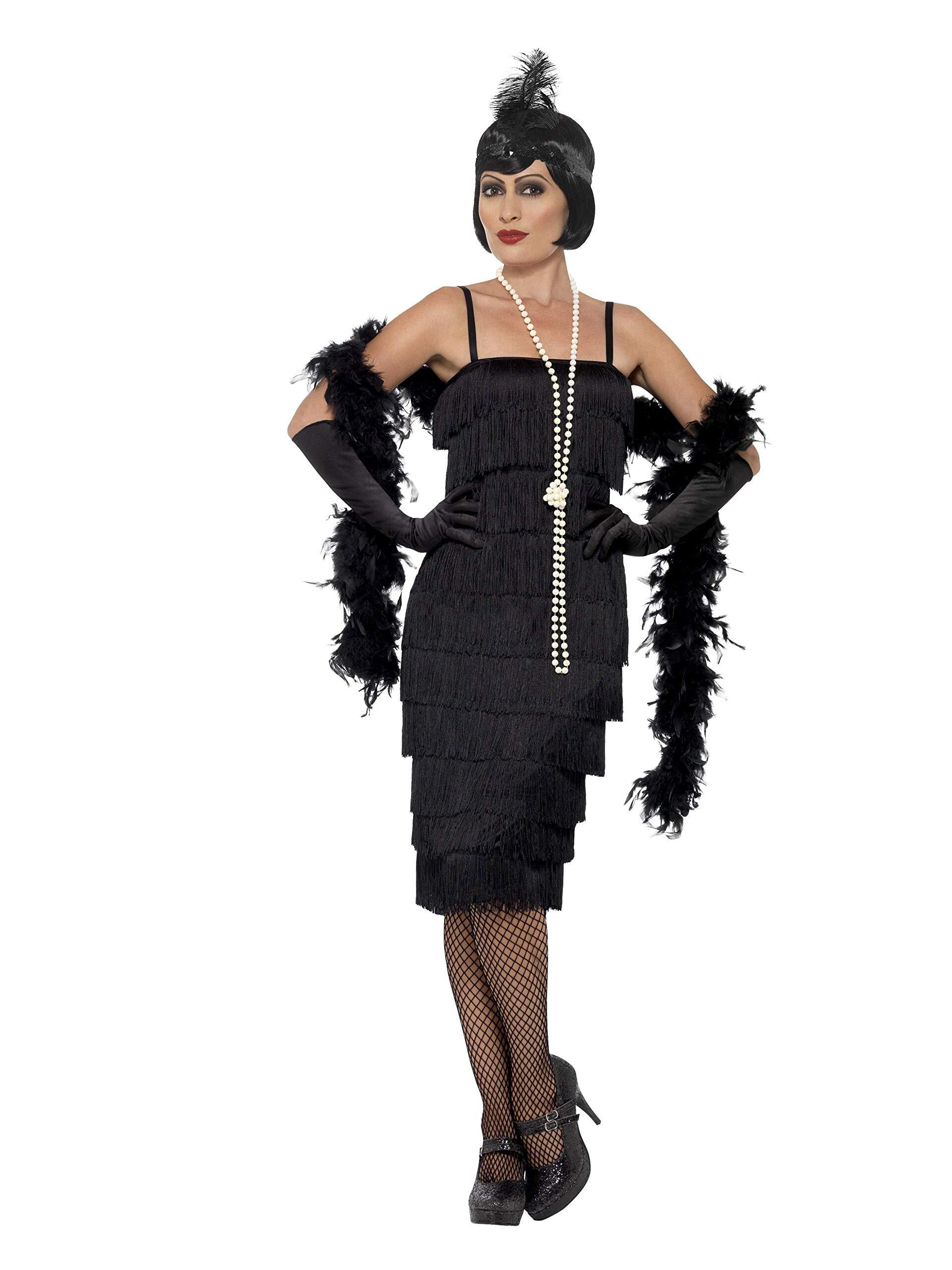 Smiffys Smiffy's Dames flapper kostuum, korte jurk, haarband en handschoenen XX-Large zwart