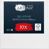 Artina Akademie – Set van 10 Schilderdoeken Canvas 30x30 cm – Spieraam van FSC® Hout – Wit Canvas 100% Katoen – 280 g/m135