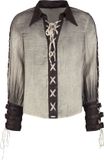 Devil Fashion Men's Steampunk Retro Drawstring Shirt Longsleeve - beige/bruin - L