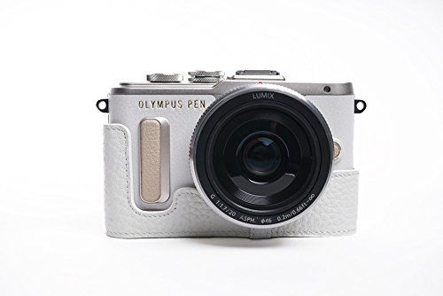 TP Handgemaakte Echt Lederen Halve Camera Case Camera Tas voor Olympus E-PL8 EPL8 - Wit