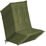 Beautissu Loft HL, 120x50x6 cm, olijfgroen, set van 8, tuinstoelhoezen, voor buiten gebruik