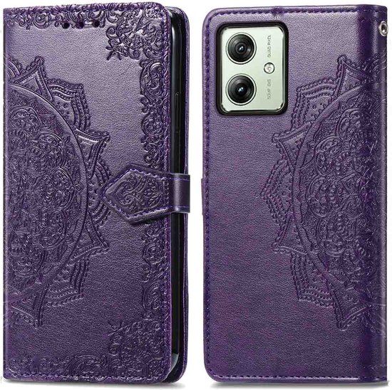 iMoshion Hoesje Motorola Moto G54 - Book Case - Paars - Met Pasjeshouder