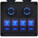 ProRide Schakelpaneel 12V voor Auto/Boot - USB C Autolader 4 Poorten - 30W - QC4.0 - 4 schakelaars - Blauw