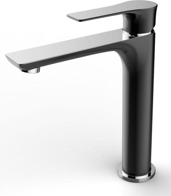 Wiesbaden Casma Wastafelkraan - Hoge uitloop - Zwart / Chroom