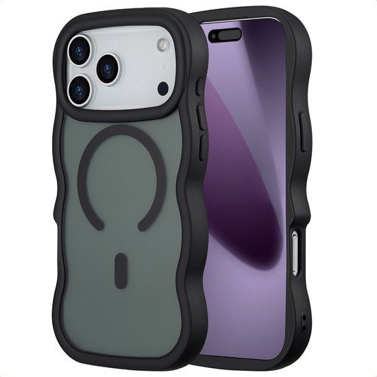 Selencia Wavy Case - Golvend Hoesje geschikt voor Apple iPhone 17 Pro Max - Zwart