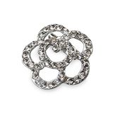 Mopec Broche met strass-bloemen, 12 stuks, metaal, zilverkleurig, 0,5 x 3 x 3 cm