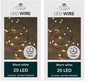 Anna's Collection Draadverlichting - 6x - 20 LED Lampjes - Warm Wit - 100 cm - Batterij