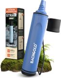 BACHGOLD waterfilter rietje outdoor survival – ultralichte prepper uitrusting, tot 500L schoon drinkwater, incl. slang, duurzaam, blauw
