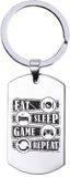 MC Living KadoExpress Sleutelhanger RVS - Eat Sleep Game Repeat