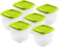 Hega Hogar Boîtes de conservation - set de 6 pièces - 0,7 litre - transparent/vert citron