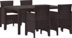 vidaXL Salon de jardin, 5 pièces, marron, rotin