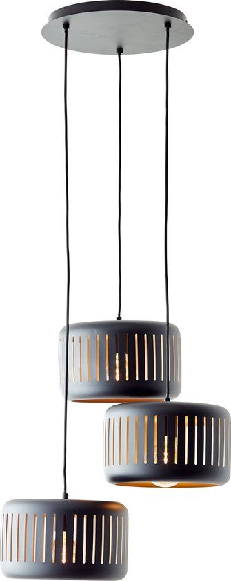 Brilliant Tyas Hanglamp - Zwart/Goud - 3x E27 - Dimbaar