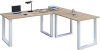 VCM Holz Schreibtisch | Eckschreibtisch schlicht | 130x130 | L Form links oder rechts | Arbeitstisch Platte 50 cm tief | Computertisch Büromöbel - Lona U