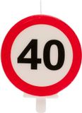 Dekora Taartkaars Nummer 40 in Verboden Verkeersbord Stijl voor Verjaardagen