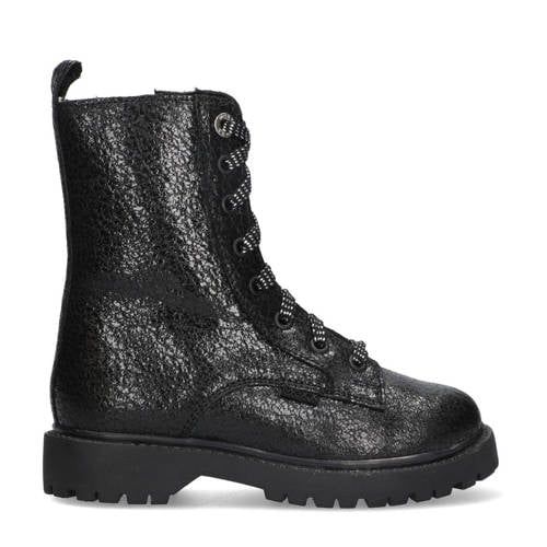 Mexx William Wendy leren veterboots zwart
