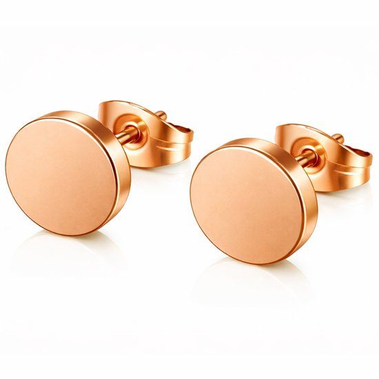LGT JWLS LGT Jewels Stud Oorbellen - Ronde Oorknoppen - Edelstaal - Rose - 8mm