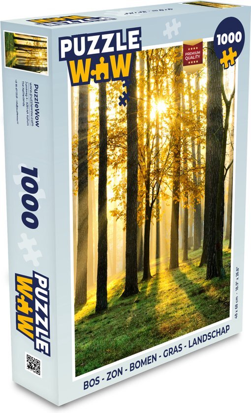 MuchoWow Puzzel Bos - Zon - Bomen - Gras - Landschap - Natuur - Legpuzzel - Puzzel 1000 stukjes volwassenen - Sinterklaas cadeautjes - Sinterklaas voor grote kinderen