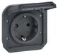 Legrand, geaarde stekkerdoos, type SL, inbouw, beschermingsgraad IP44, slagvastheid IK 08, antracietkleur, verpakking met 10 stuks.