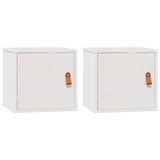 VidaXL Wandkasten 2 st 31,5x30x30 cm massief grenenhout wit