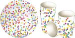 Haza-Witbaard Ensemble de table d'anniversaire sur le thème Confettis, gobelets et assiettes pour 48 personnes - Articles de fête