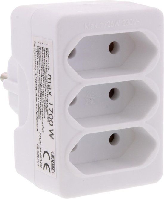 Q-Link Exin Verdeelstekker - 3 x Europese Stekker - Wit