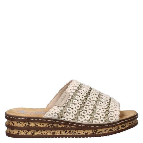 Rieker Slippers met sleehak ecru