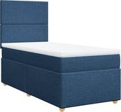 vidaXL Boxspring met matras stof blauw 90x200 cm
