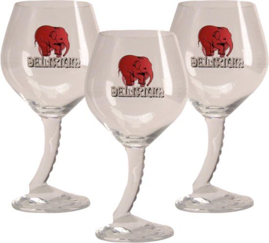 Delirium Bierglas - 33cl (Set van 3) - Origineel glas - Glas op voet