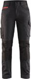Blåkläder Dames service werkbroek met stretch 7195-1330 - Zwart/Rood - C42
