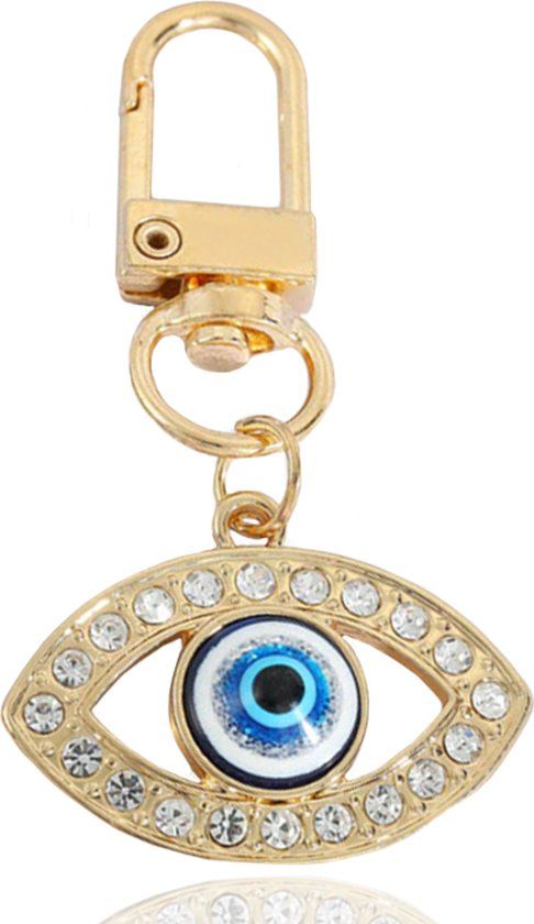 LGT JWLS Lookinggoodtoday Goudkleurige Oog Sleutelhanger met Strass Steentjes