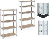 Merkloos Stellingkast set van 2 - 5 planken - 180x100x40 cm - 100 kg per plank - Staal - Zilver