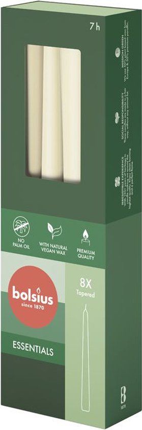Bolsius - Gotische kaarsen - 245/24 - 8 stuks per verpakking - Soft Pearl