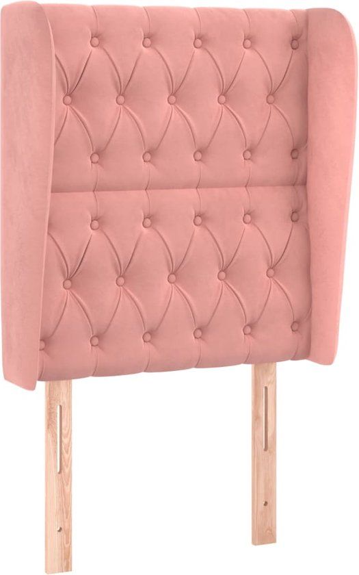vidaXL Hoofdbord met randen fluweel roze 83x23x118/128 cm