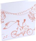 Santex gastenboek/receptieboek Bruidspaar - Bruiloft - wit/roze - 24 x 24 cm
